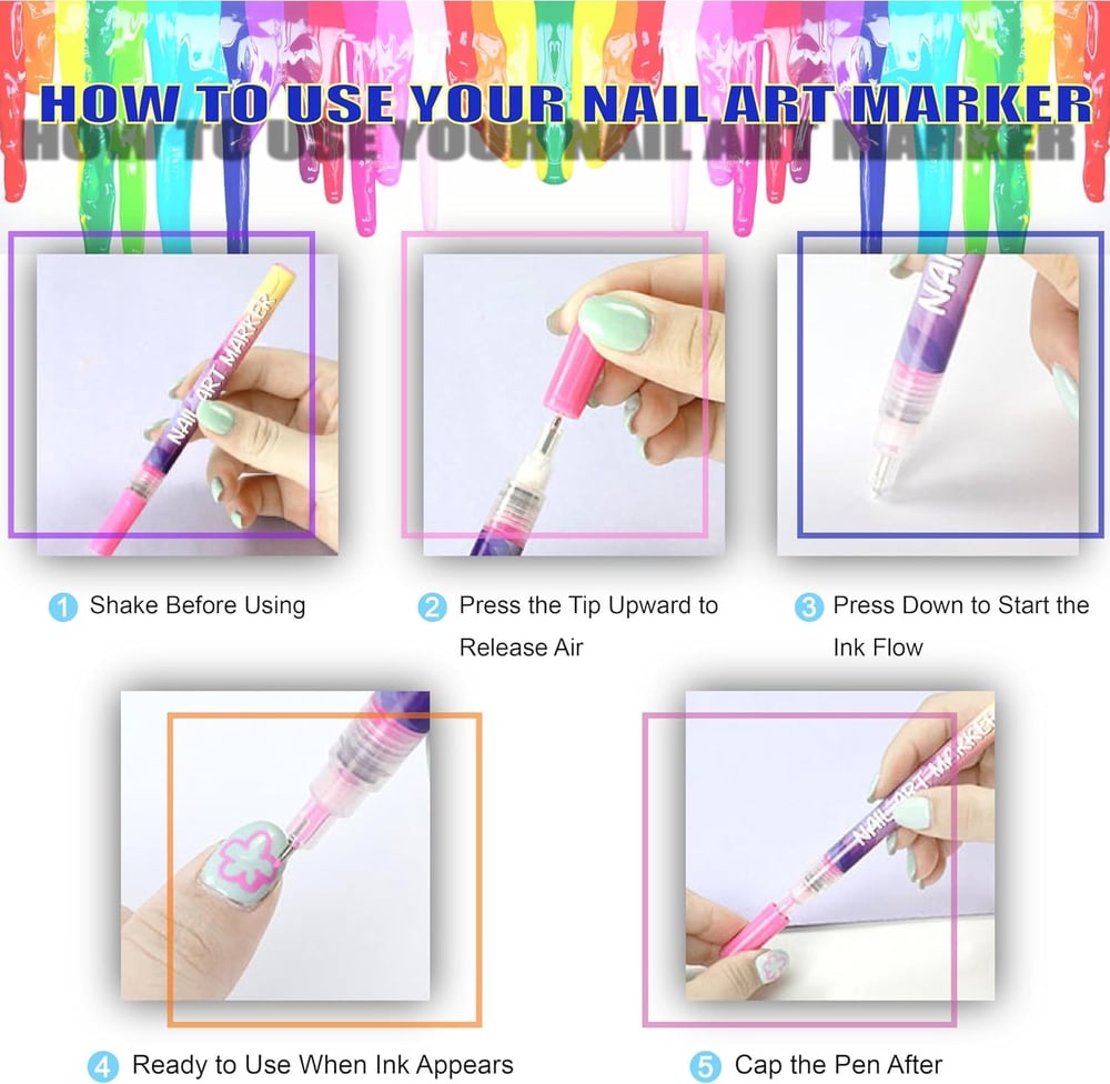 12 Colors Nail Art Pens Set